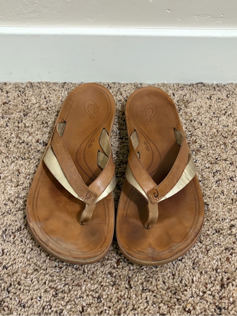 Olukai Kaekae Slipper Sandals Sahara/Bubbly Brown, Women's Size 8